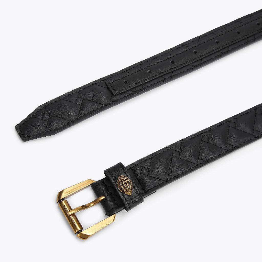 Kensington 30 Quilted Belt in Black Leather