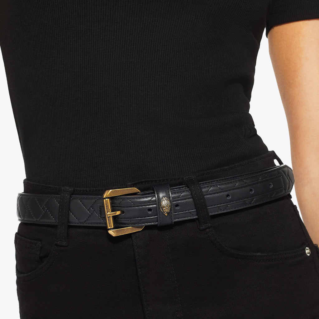 Kensington 30 Quilted Belt in Black Leather