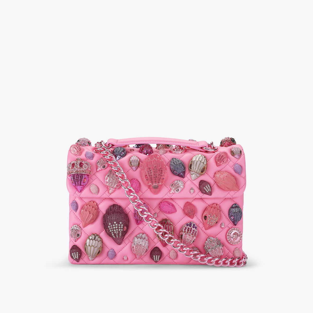 Kensington Eagle Detail Shoulder Bag in Pink Leather