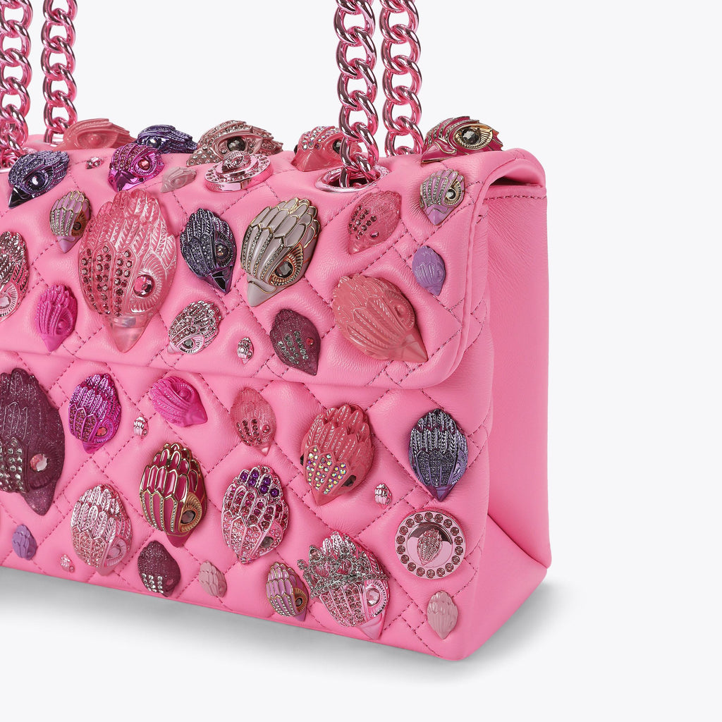 Kensington Eagle Detail Shoulder Bag in Pink Leather