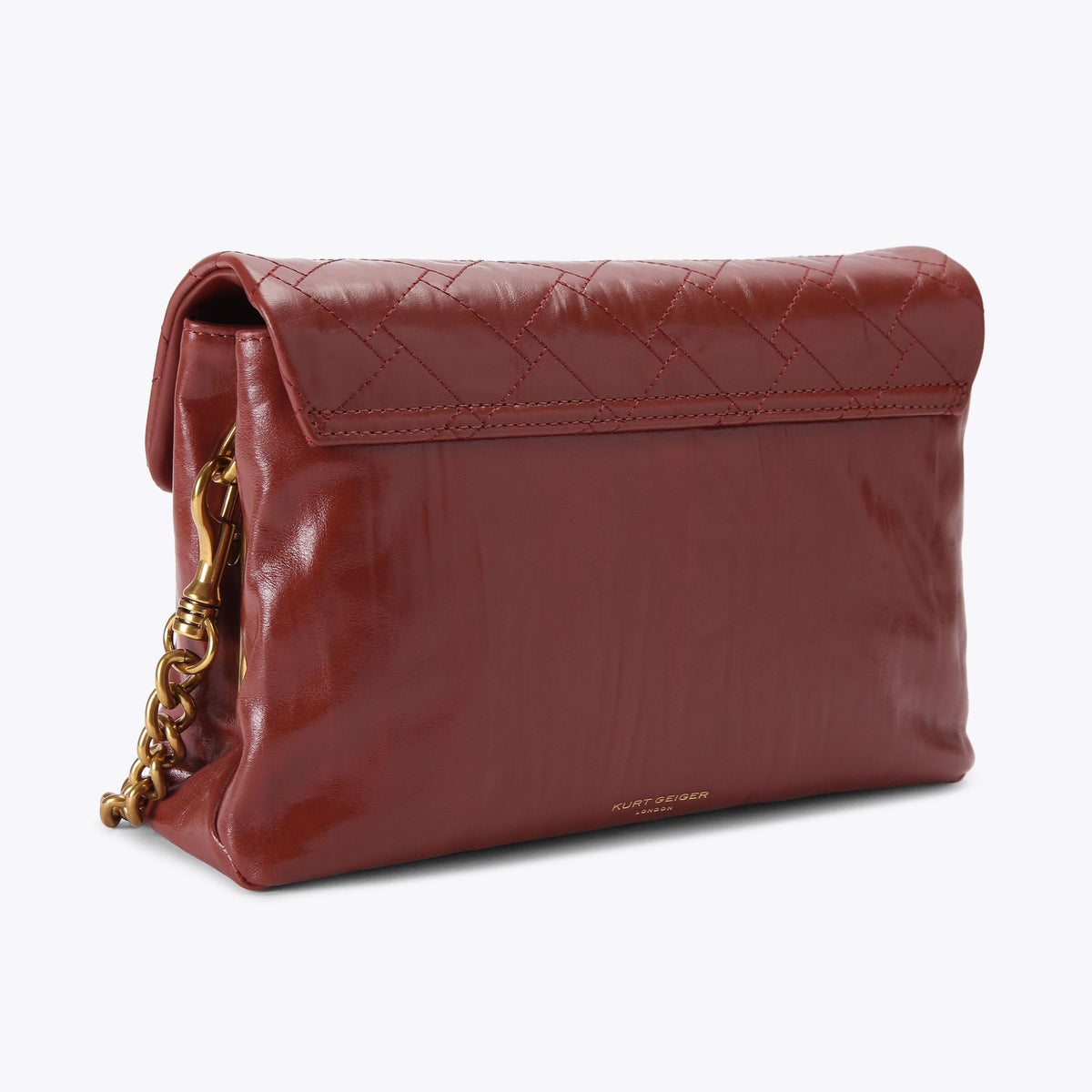 Celia Quilted Shoulder Bag in Wine Crinkled Leather