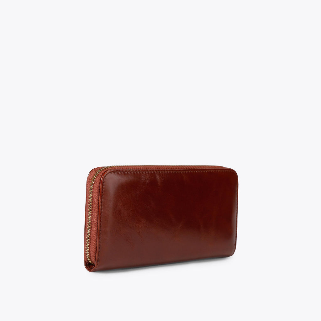 Kensington Kurt Zip Around Wallet in Brown Leather