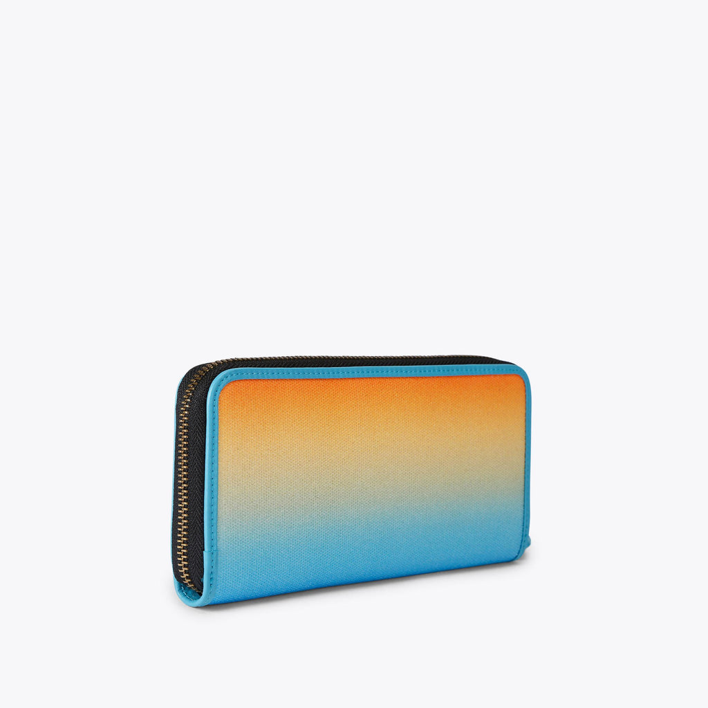 Kensington Kurt Zip Around Wallet in Ombre Blue Orange Fabric