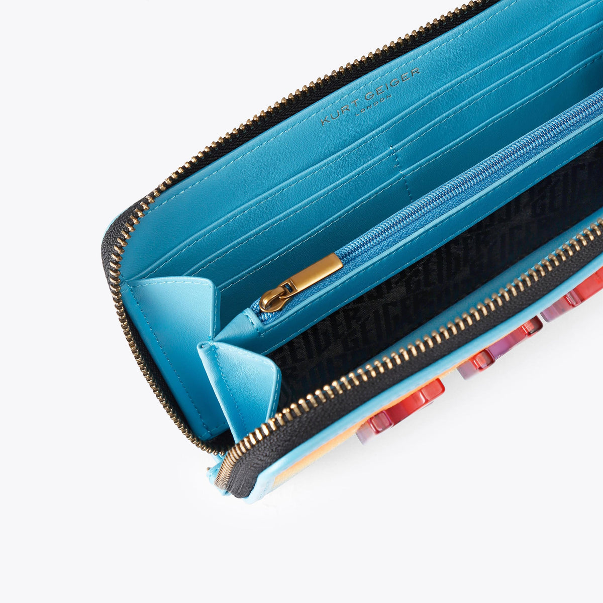 Kensington Kurt Zip Around Wallet in Ombre Blue Orange Fabric