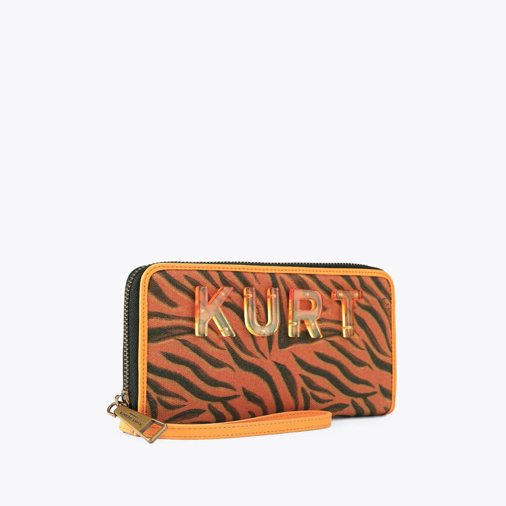 Kurt Zip Around Wallet in Tiger Print Fabric
