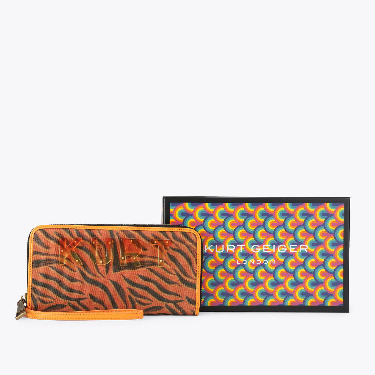 Kurt Zip Around Wallet in Tiger Print Fabric