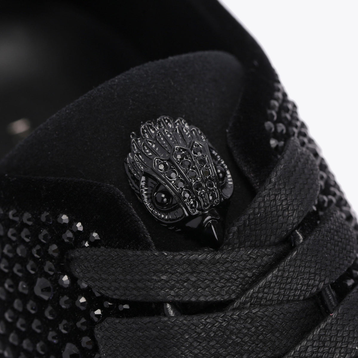 Lennon Crystal Velvet Sneaker in Black