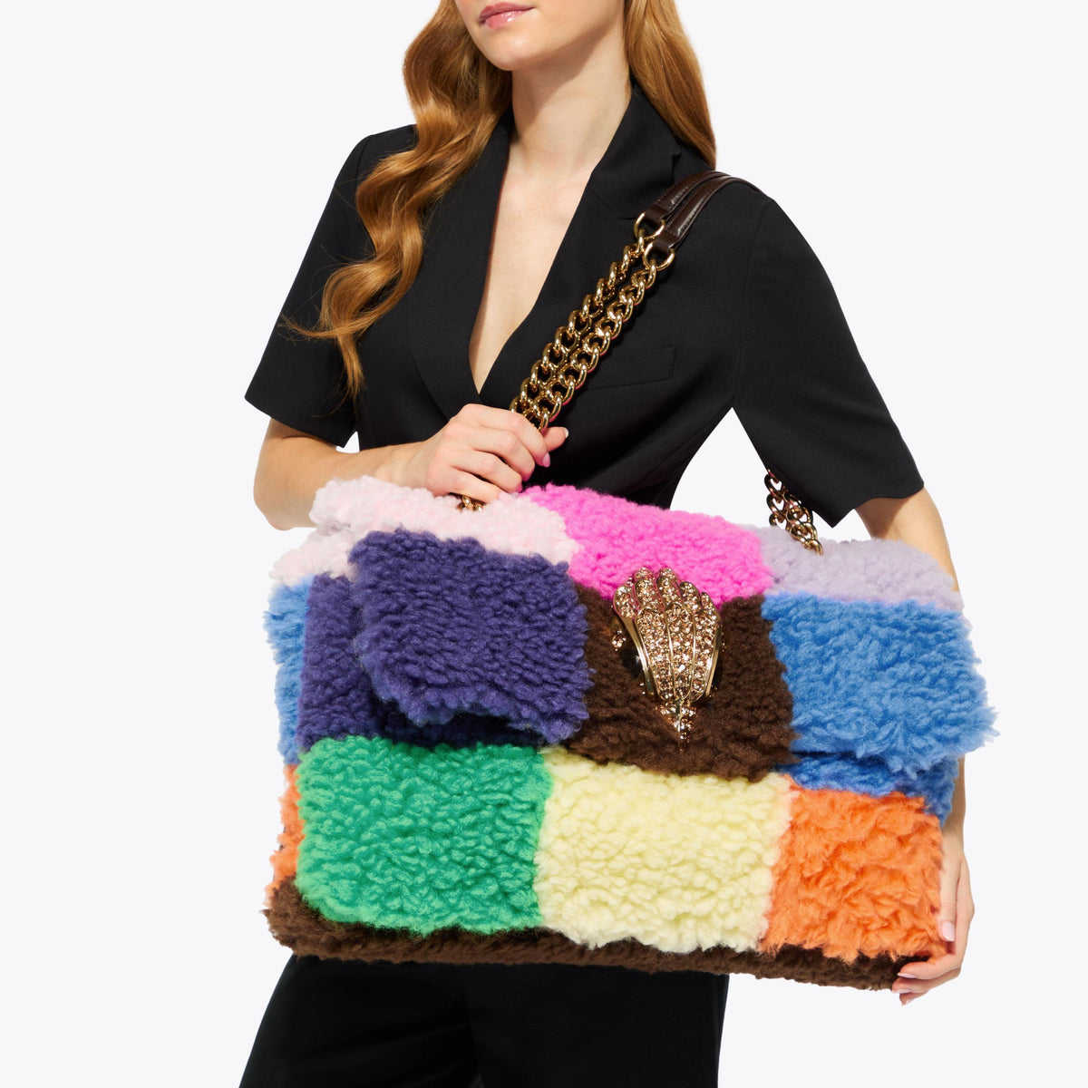 Macro Kensington Faux Fur Shoulder Bag in Multi Colour