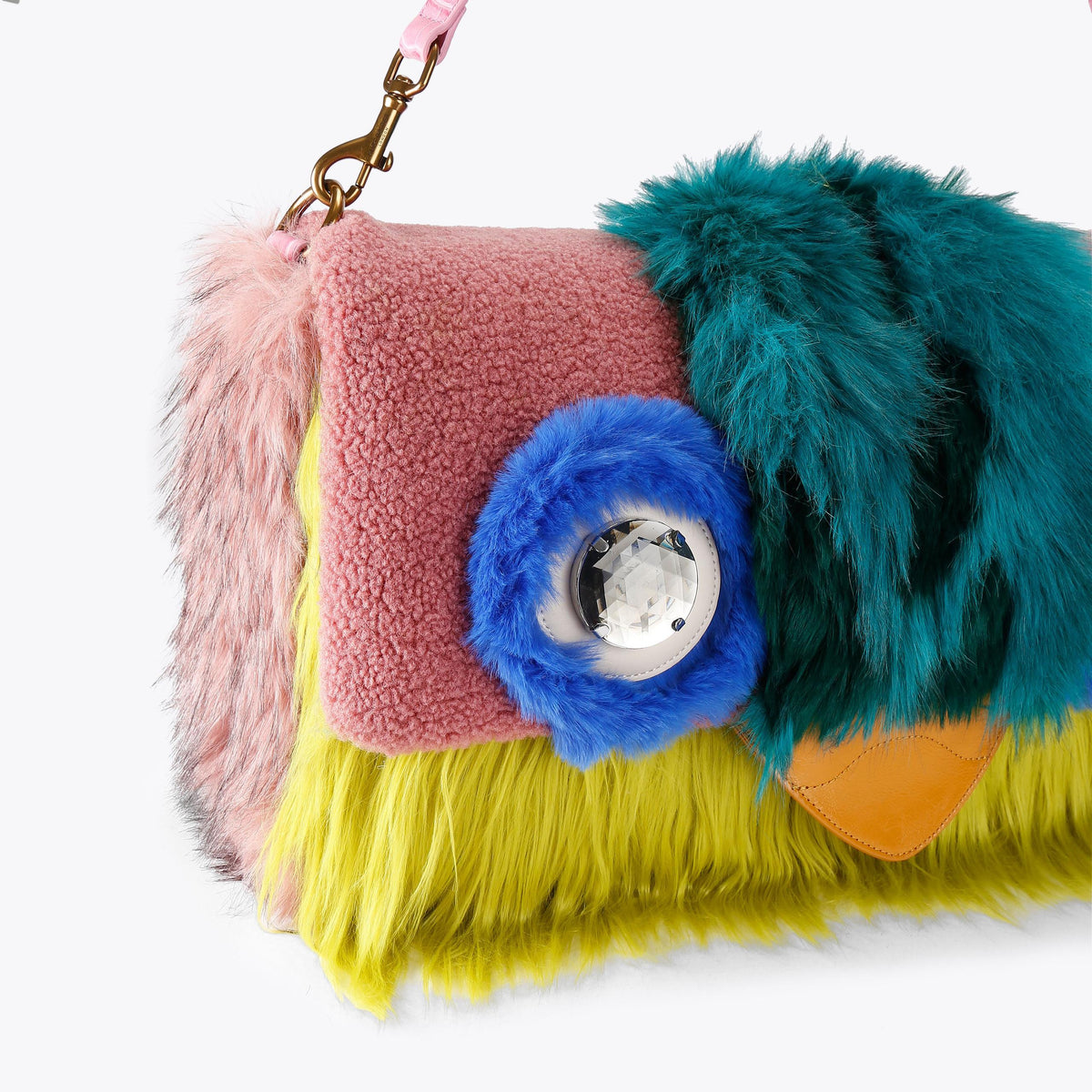 Macro Oxford Eagle Faux Fur Bag in Pink