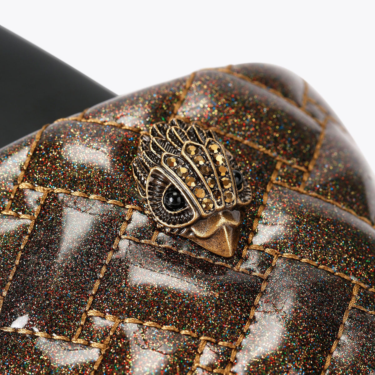 Meena Eagle Slide Sandals in Bronze Glitter Vinyl