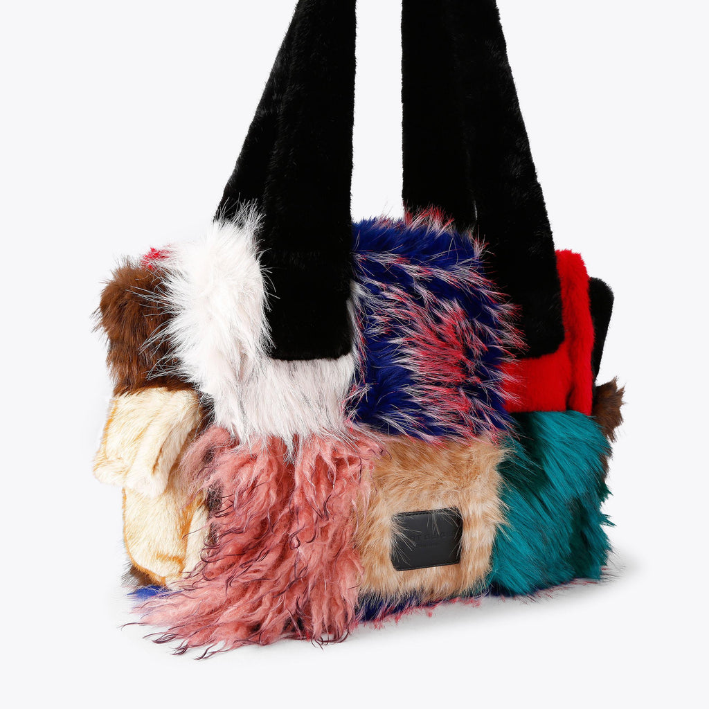 Celia Tote Bag in Multi Colour Faux Fur