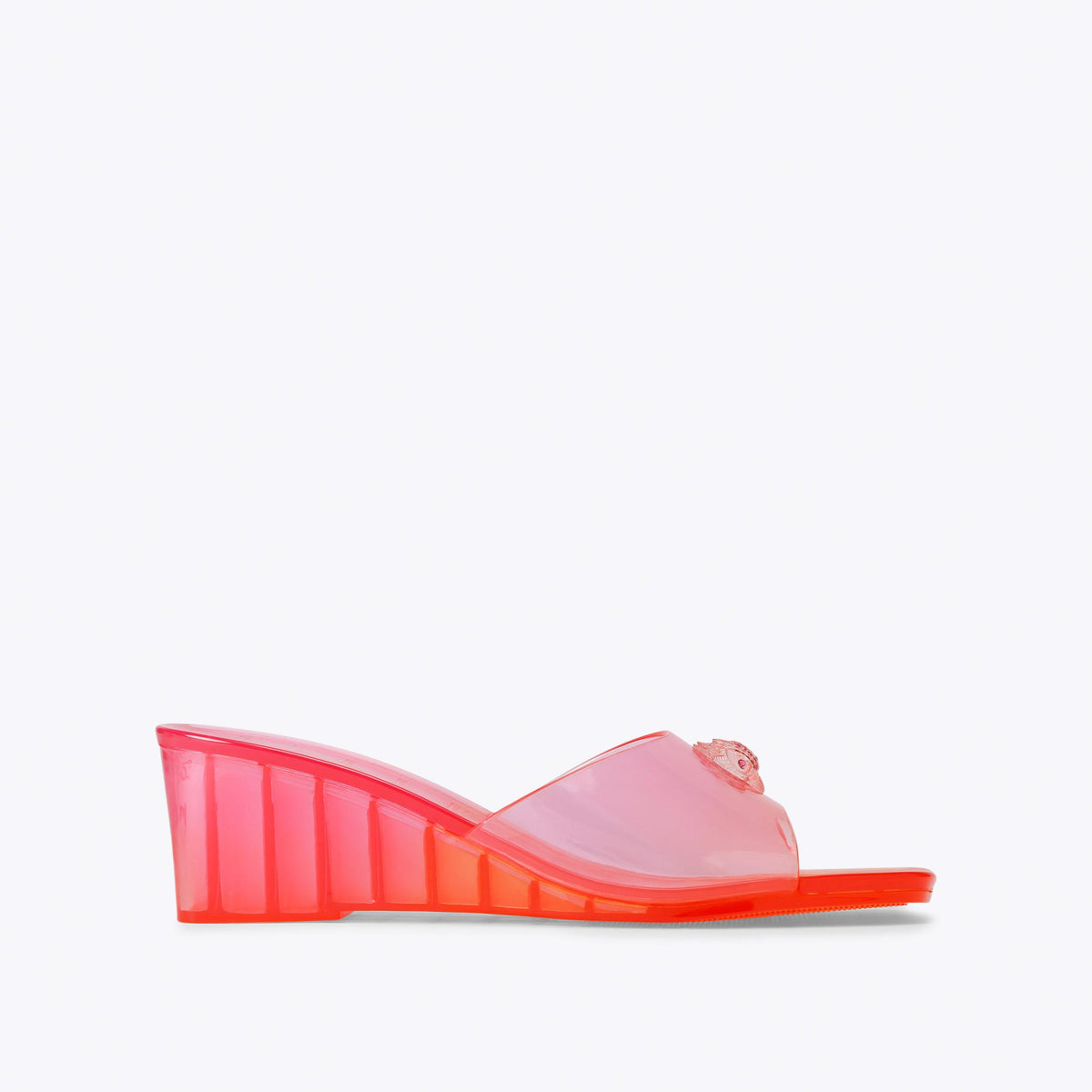 Maddison Wedge Mule in Orange Perspex