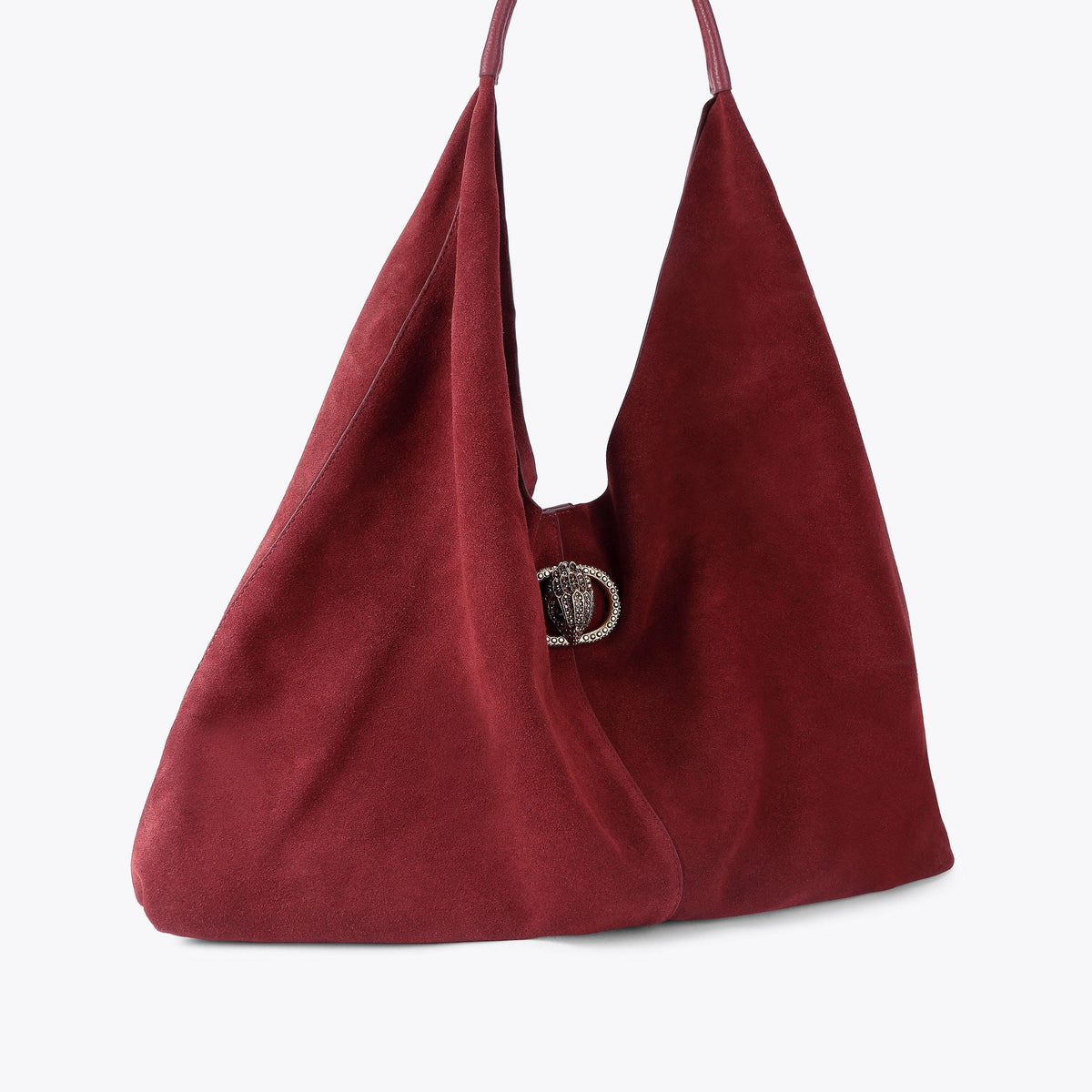 Large Chelsea Slouch Hobo Bag in Wine Red Suede