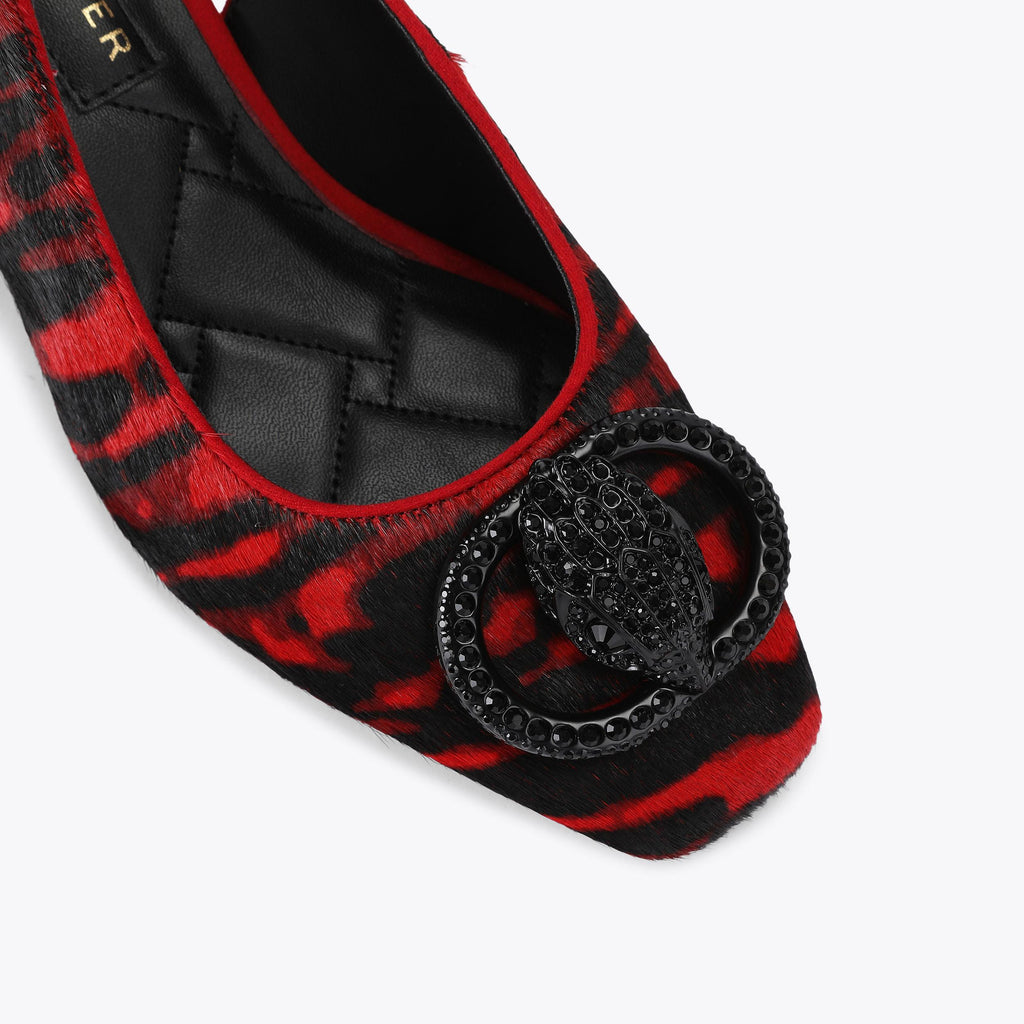 Chelsea Block-Heel Slingback in Red Zebra Print