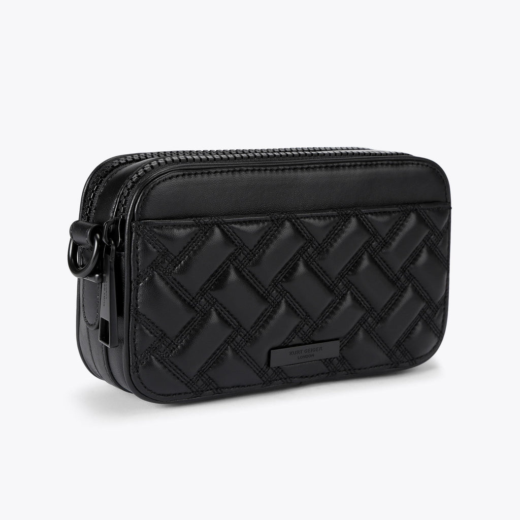 Dual Zip Kensington Camera Crossbody Bag in Black