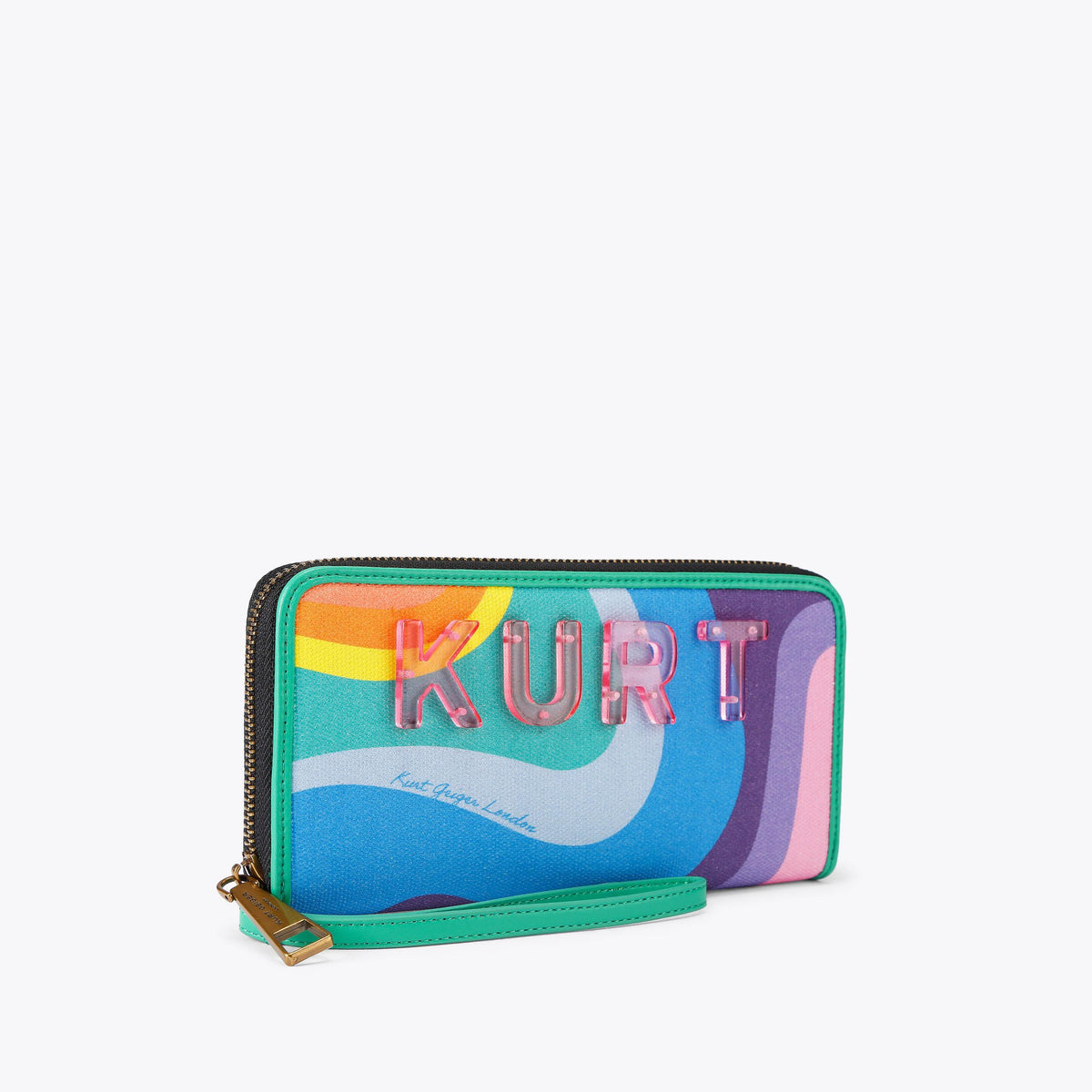 Kurt Zip Around Wallet in Rainbow Swirl Fabric