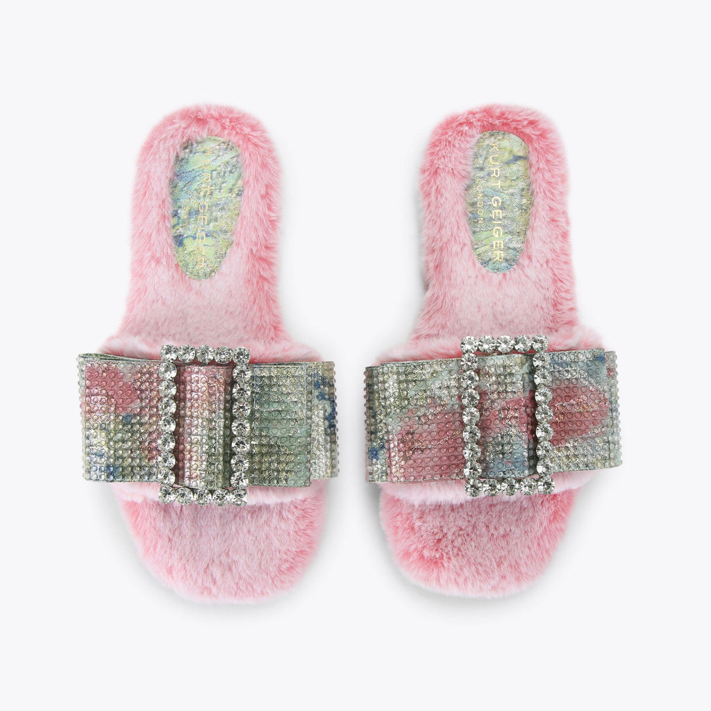 Cosy Bow Slide Sandals in Pink