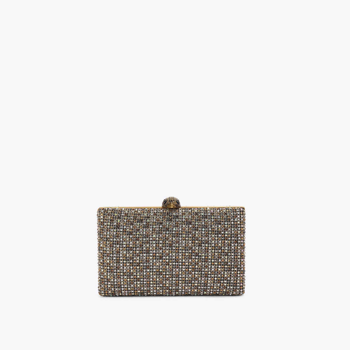 Crystal Kensington Clutch Bag in Beige Satin