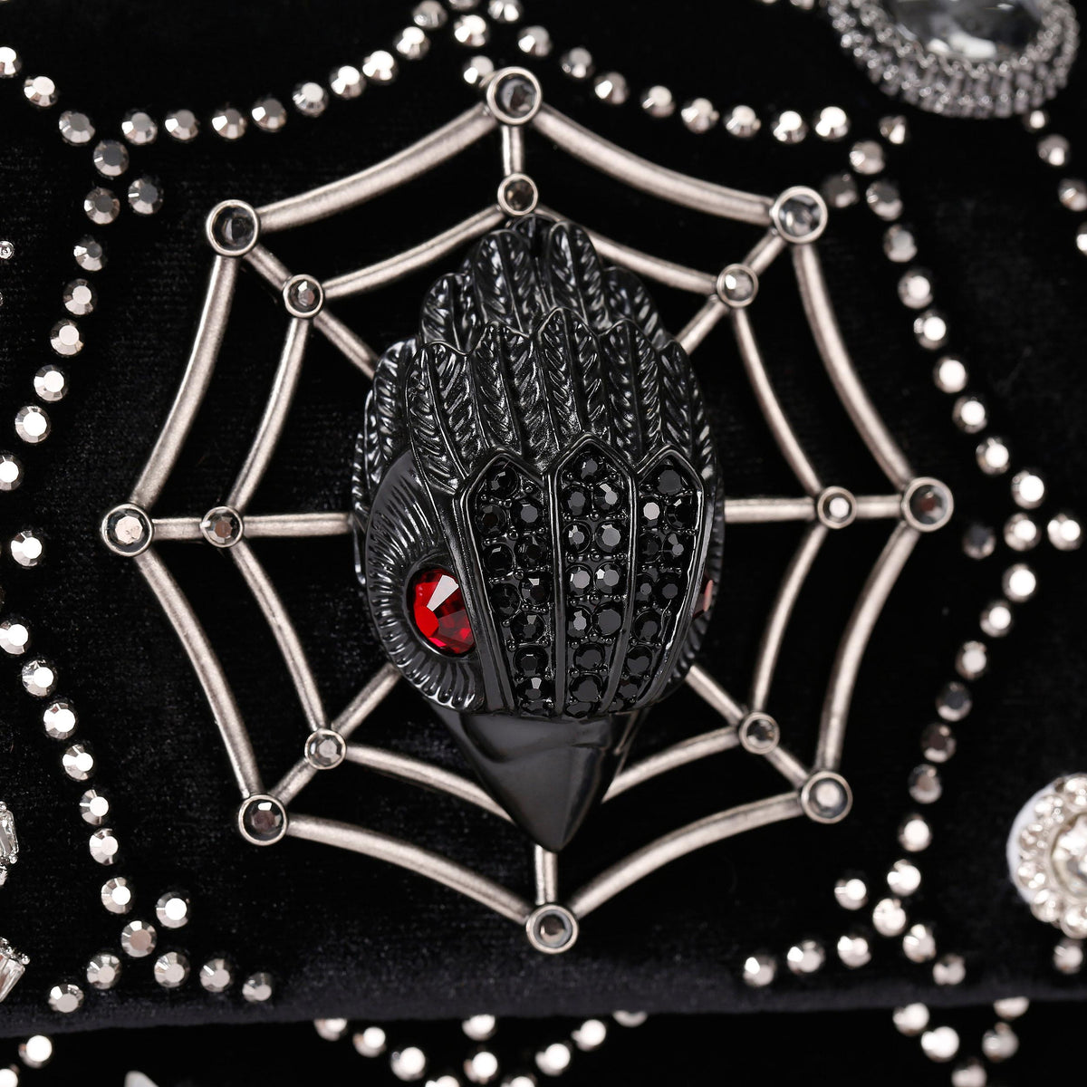Mini Kensington Spooky Spiderweb Bag in Black Velvet