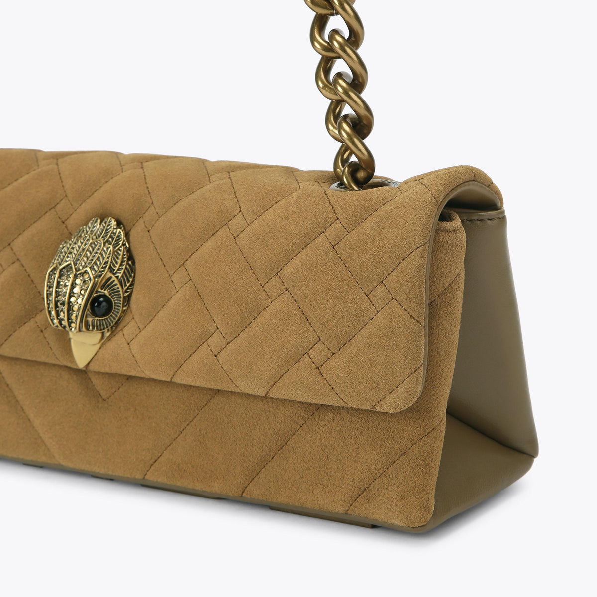 Kensington East West Shoulder Bag in Tan Suede