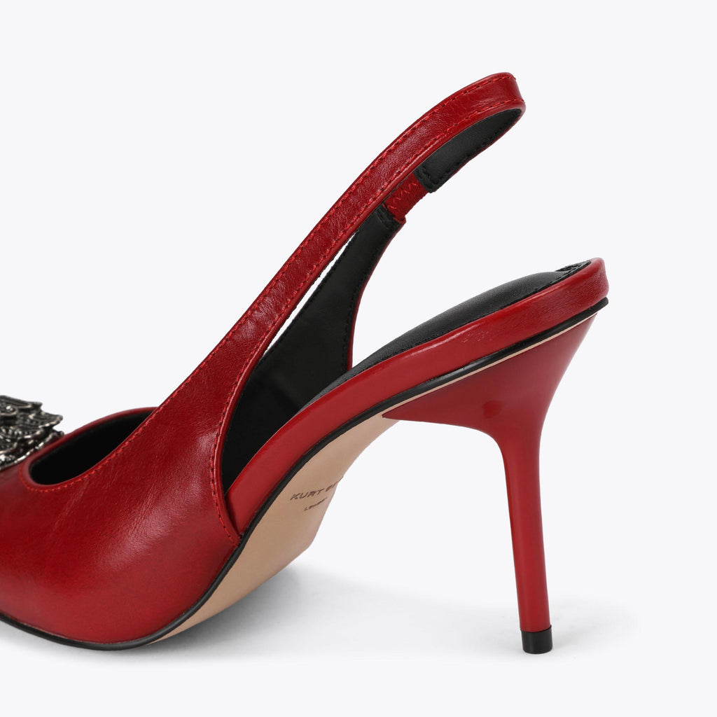 Belsize Eagle Slingback Heel in Red Leather