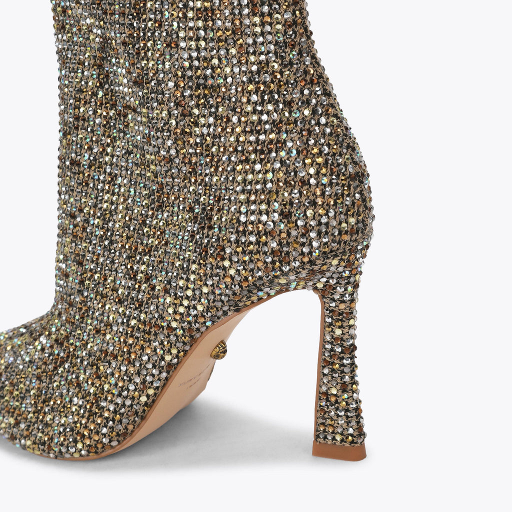 Annabel Ankle Boot in Beige Houndstooth Fabric
