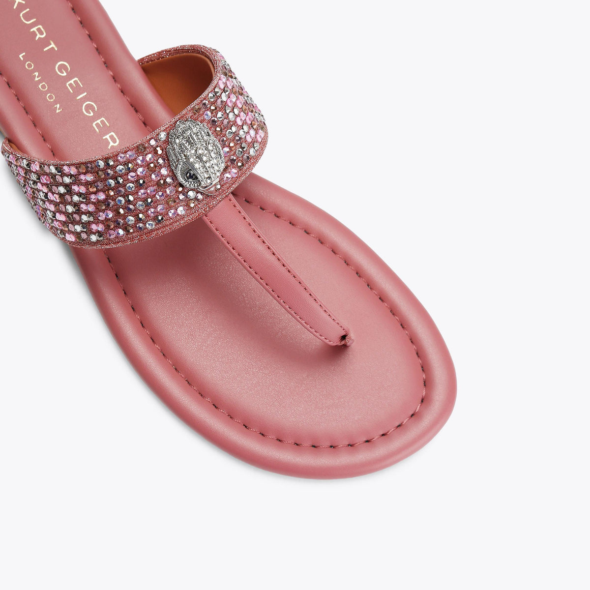 Kensington T-bar Sandals in Pink Glitter Fabric
