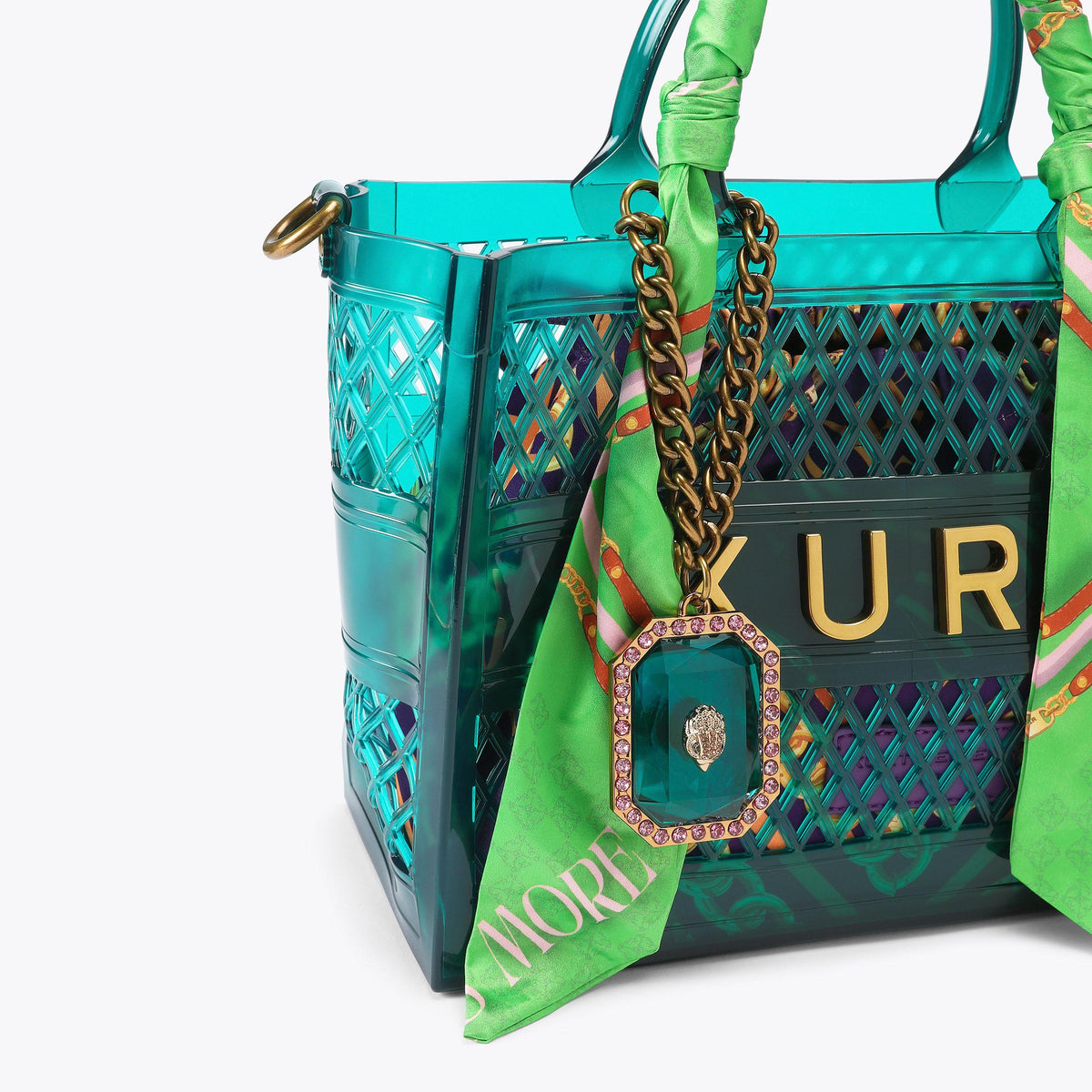 Small Jelly Tote Bag in Teal Vinyl