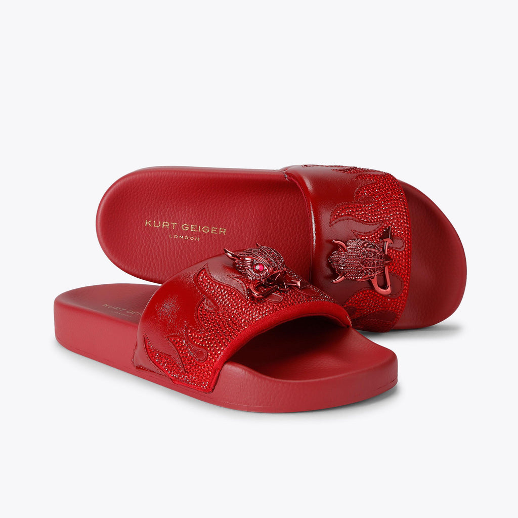 Meena Eagle Spooky Slide Sandals in Red