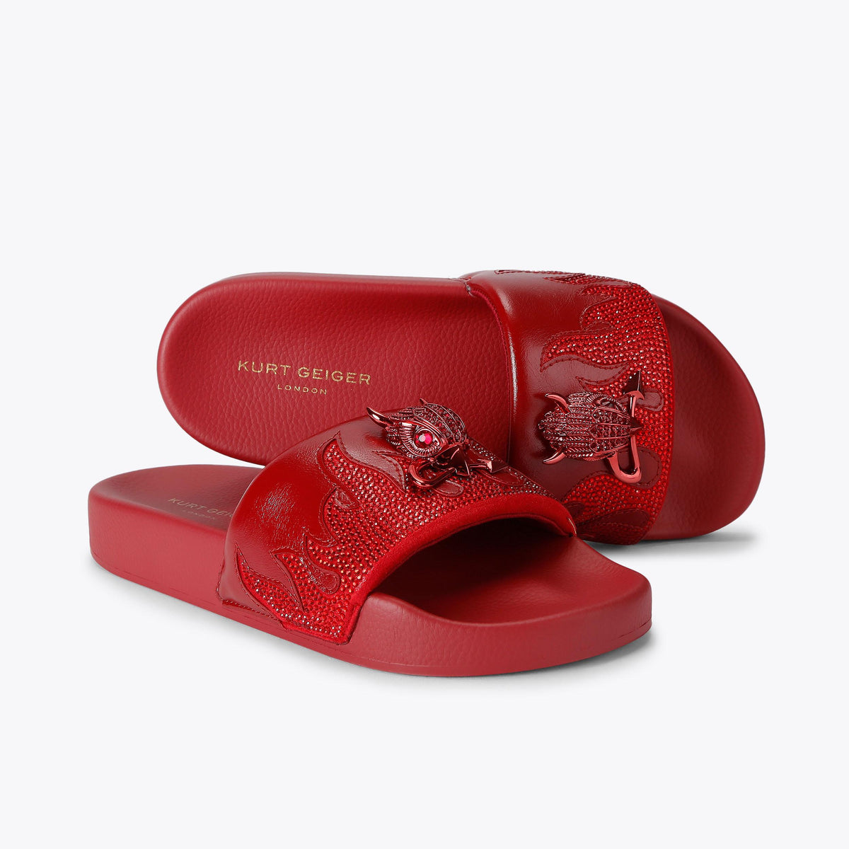 Meena Eagle Spooky Slide Sandals in Red