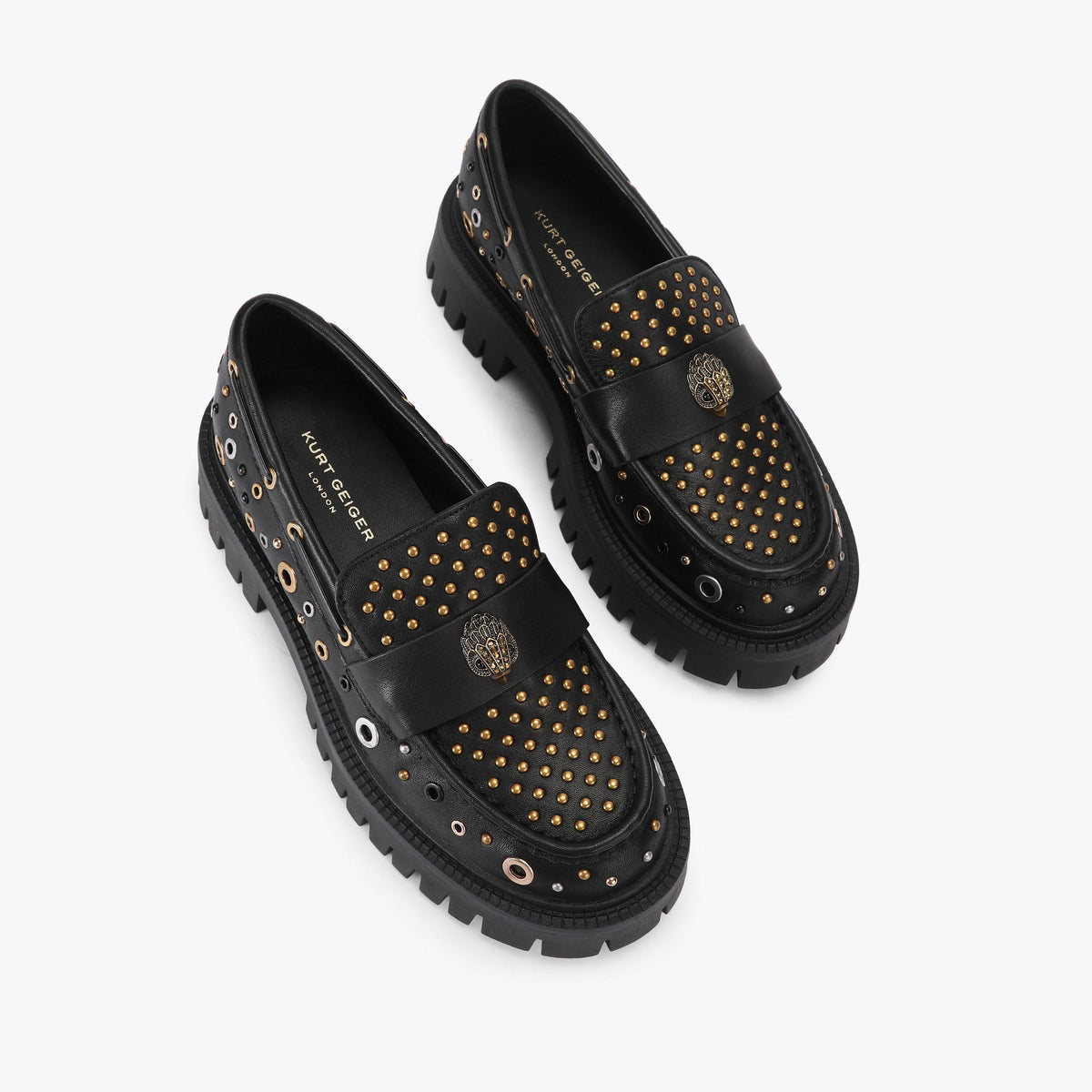 Studded Chunky Loafer in Black Leather
