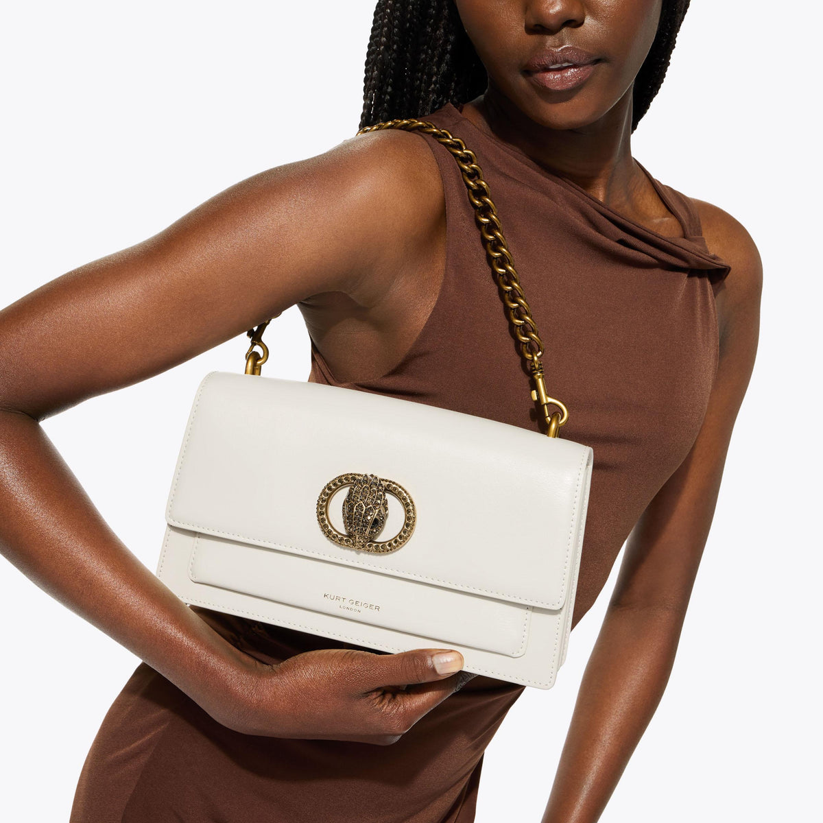 Chelsea East-West Flap Bag in Bone Leather
