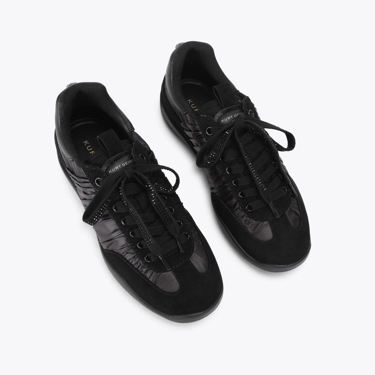 Sterling Sneakers in Black Satin and Suede