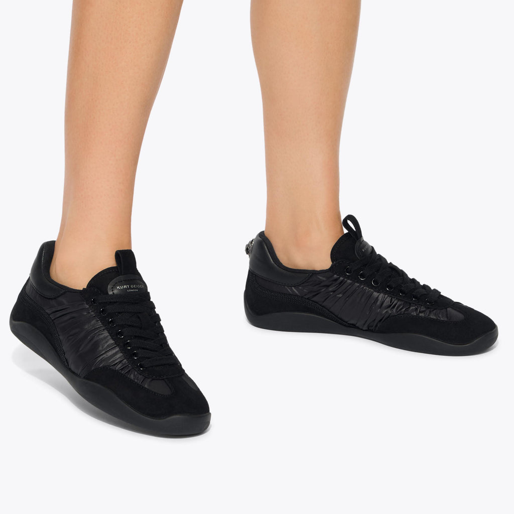Sterling Sneakers in Black Satin and Suede