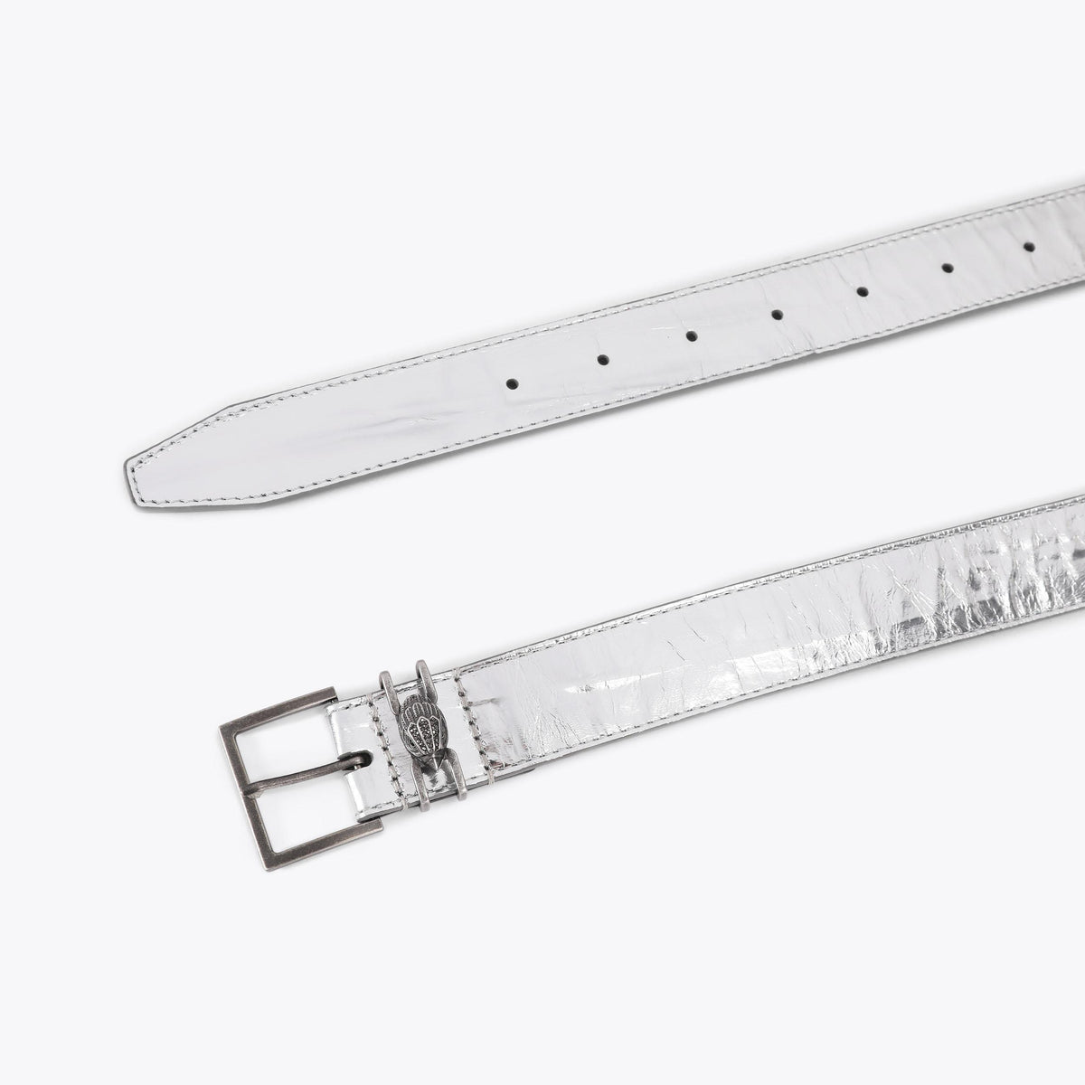 Shoreditch 30 Textured Belt in Silver Leather