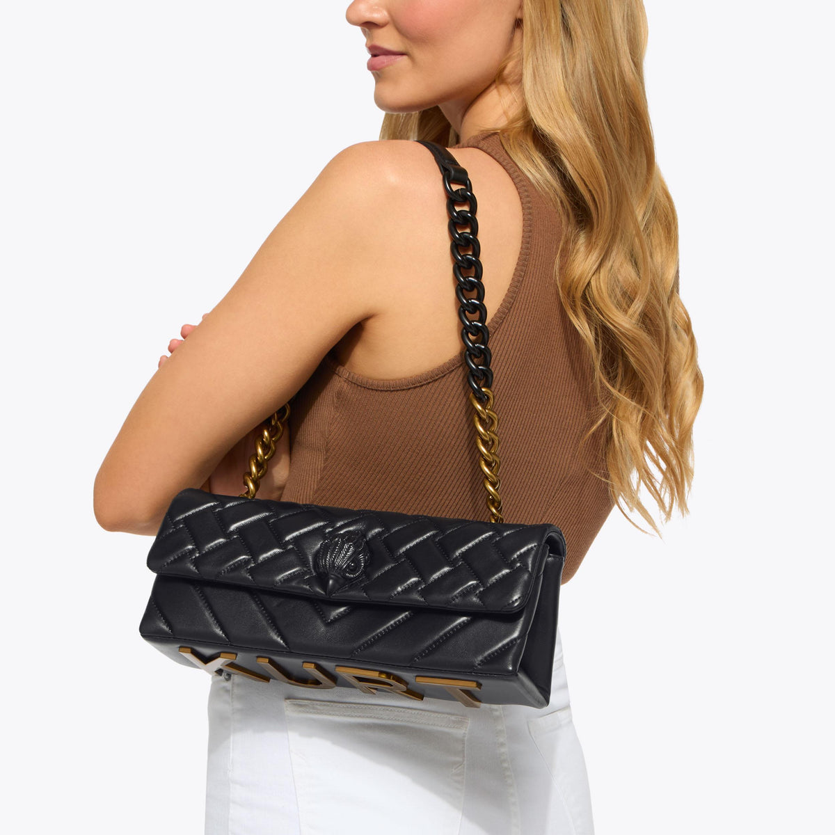 Kensington East West Shoulder Bag in Black Leather