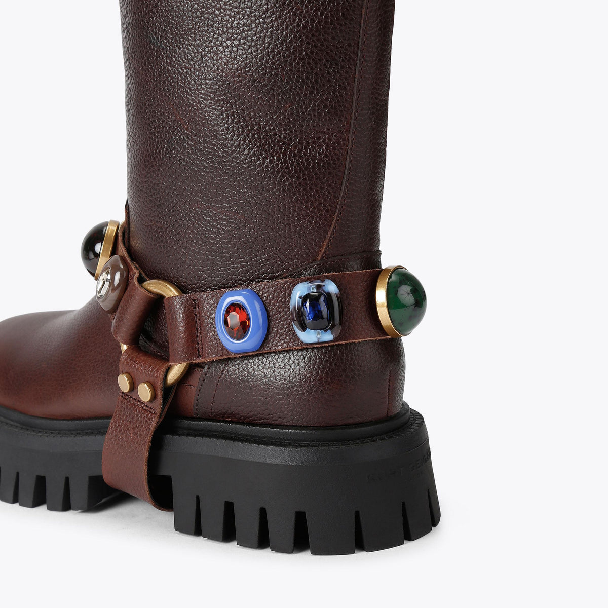Loulou Harness Biker Boot in Brown Leather