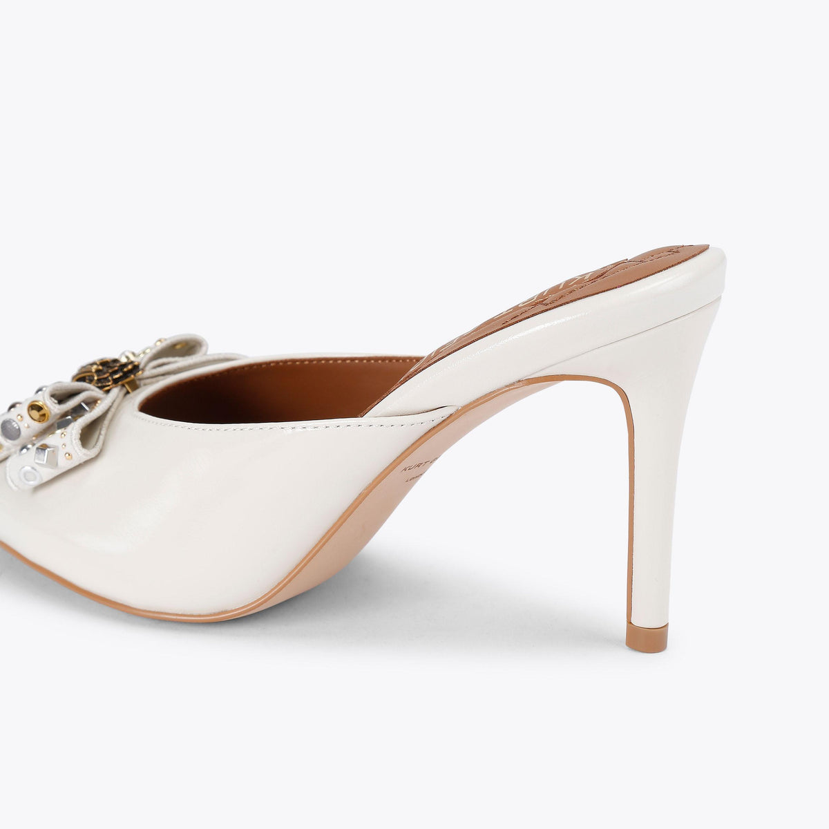 Belgravia Stud Bow Mule Heel in White