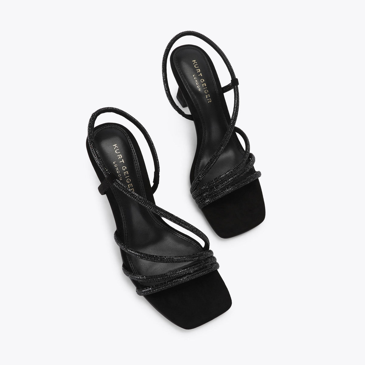 Annabel Low Heel Sandal in Black Crystal