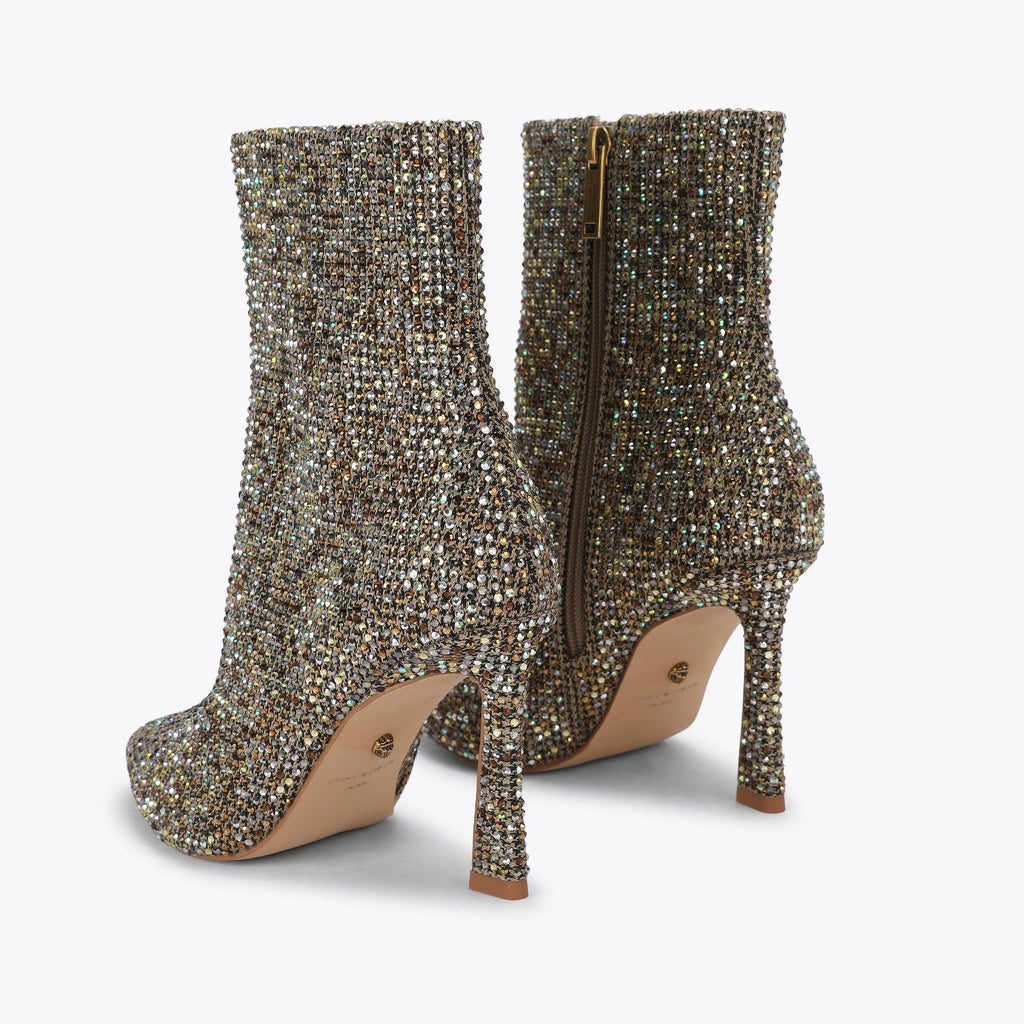 Annabel Ankle Boot in Beige Houndstooth Fabric
