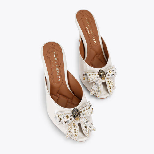 Belgravia Stud Bow Mule Heel white
