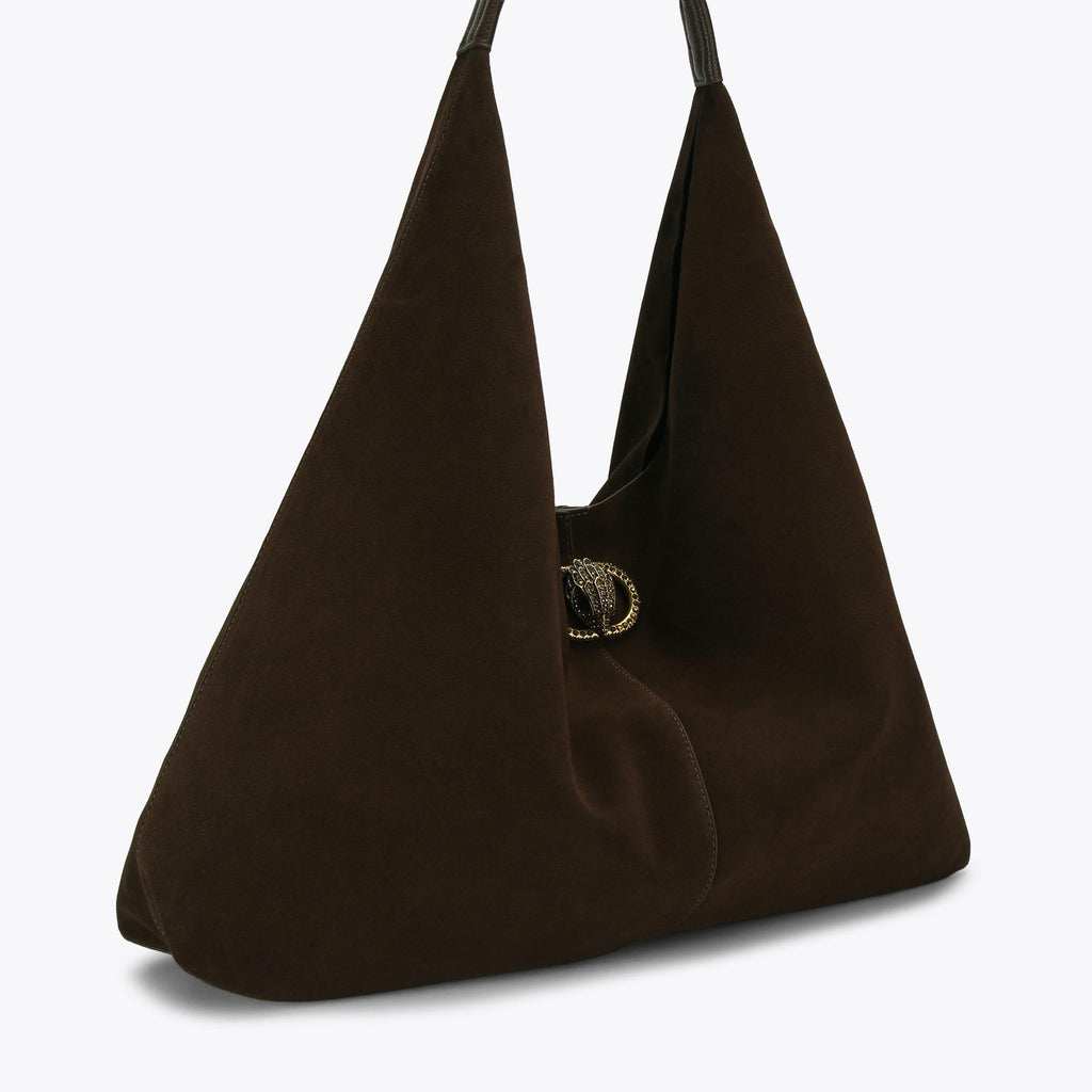 Large Chelsea Slouch Hobo Bag in Dark Brown Suede