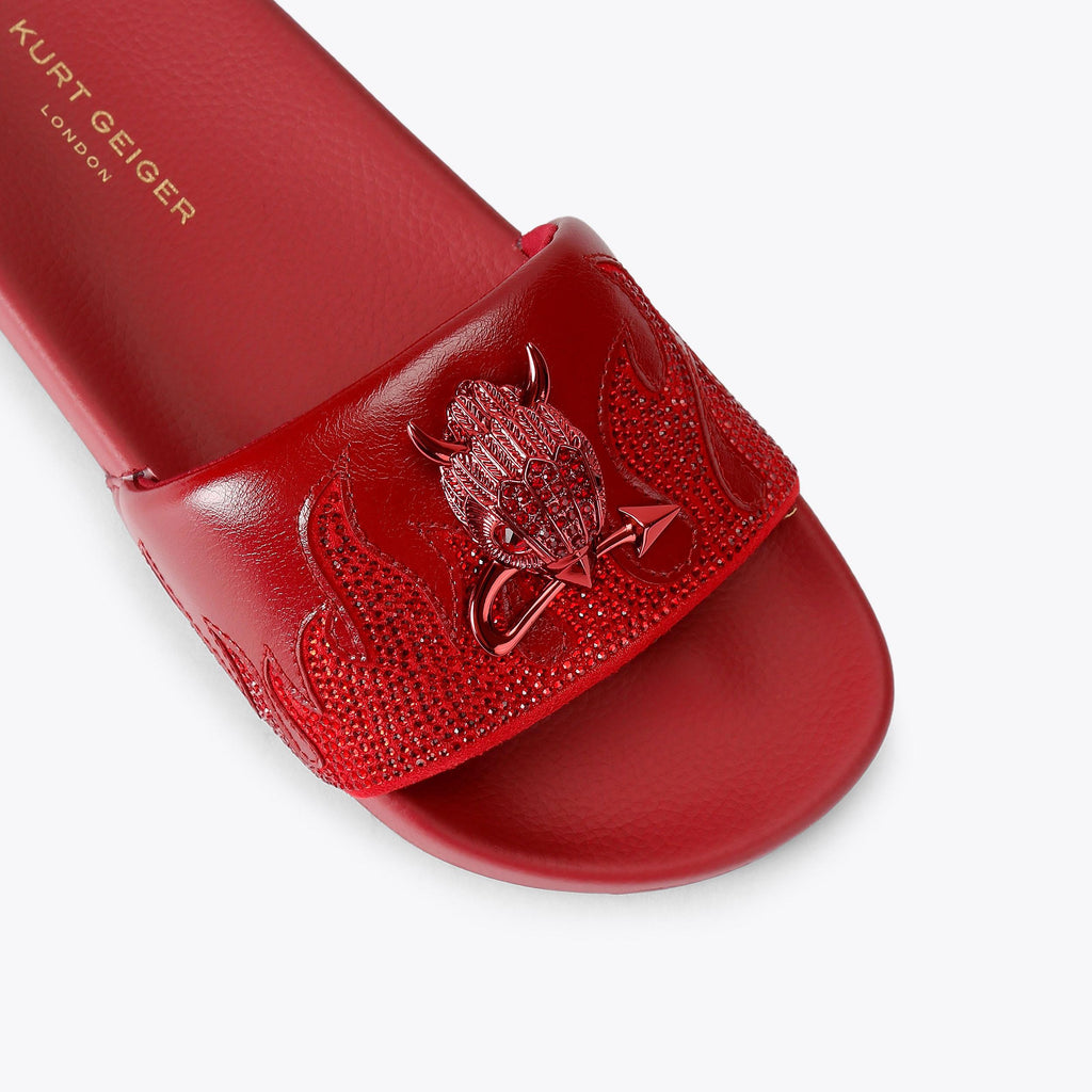 Meena Eagle Spooky Slide Sandals in Red