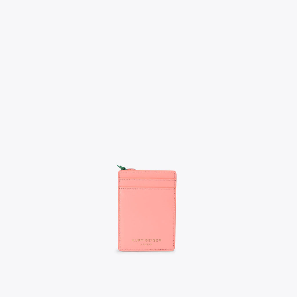 Ice Cream Card Holder in Salmon Pink Leather
