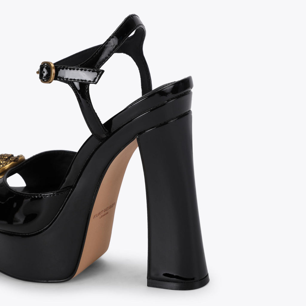 Chelsea Peep-Toe Platform Heel in Black Patent