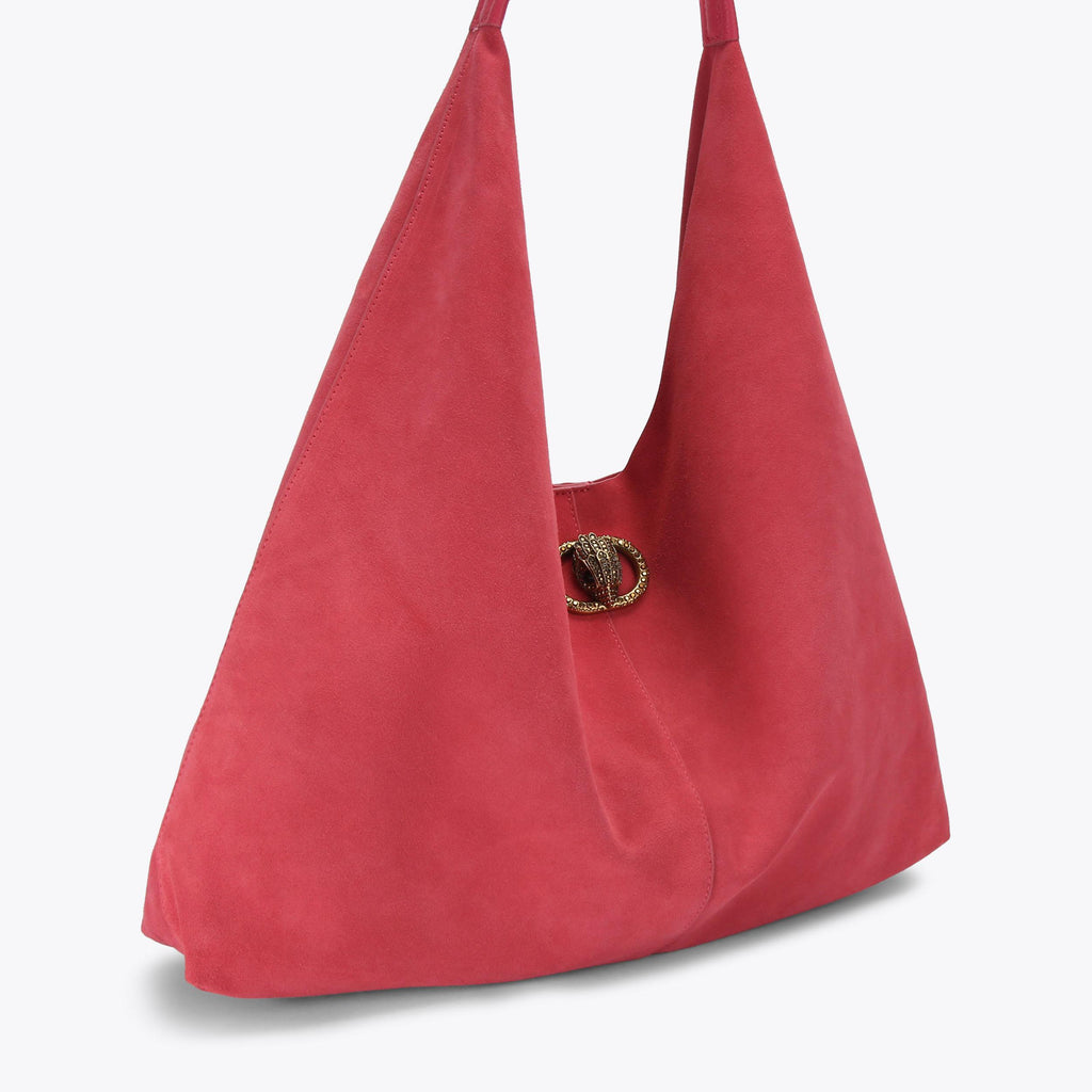 Large Chelsea Slouch Hobo Bag in Pink Suede