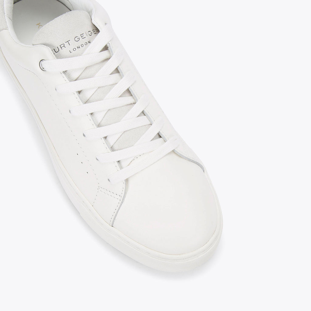 Laney Leather Sneaker in White with Grey Heel Panel