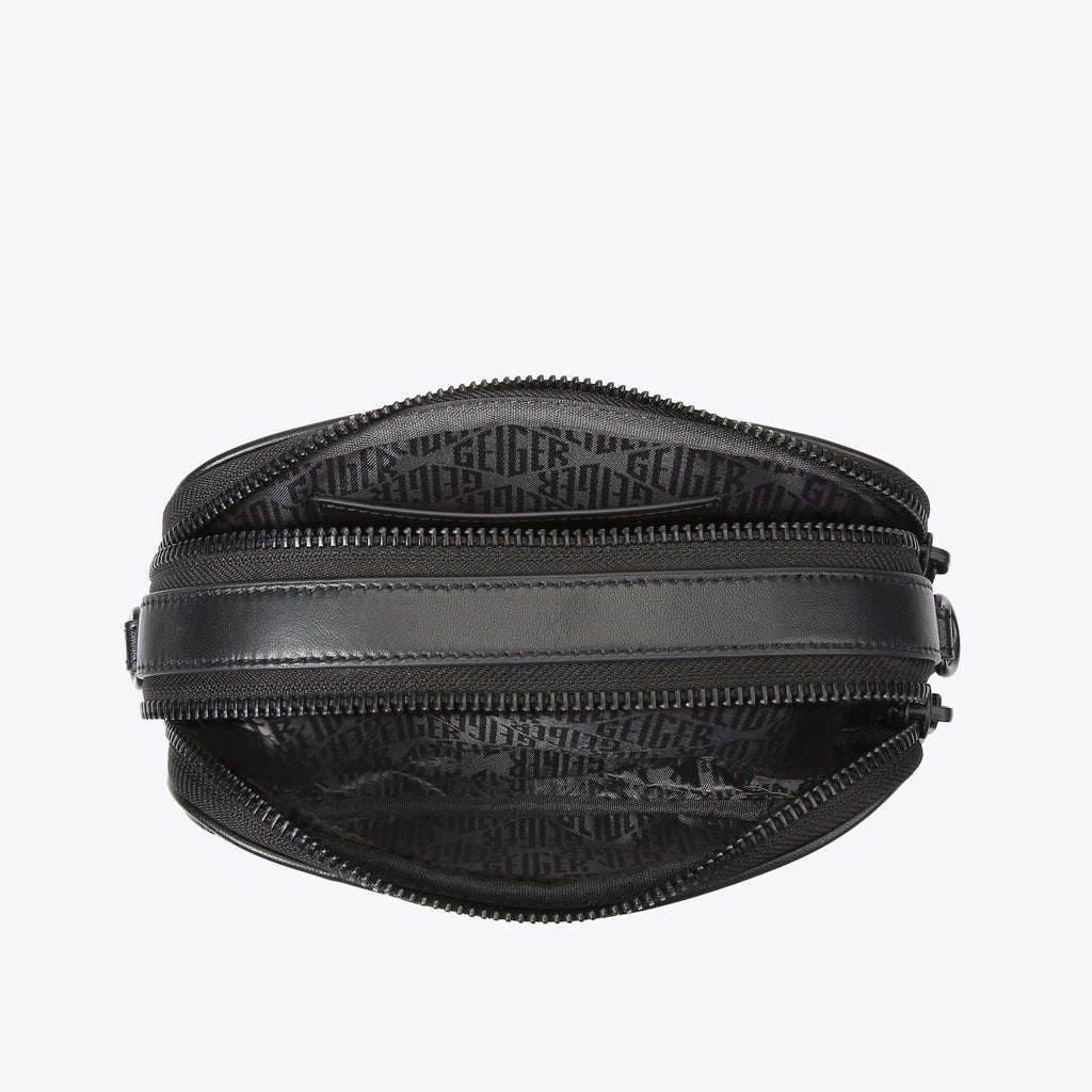 Dual Zip Camera Crossbody Bag in Black