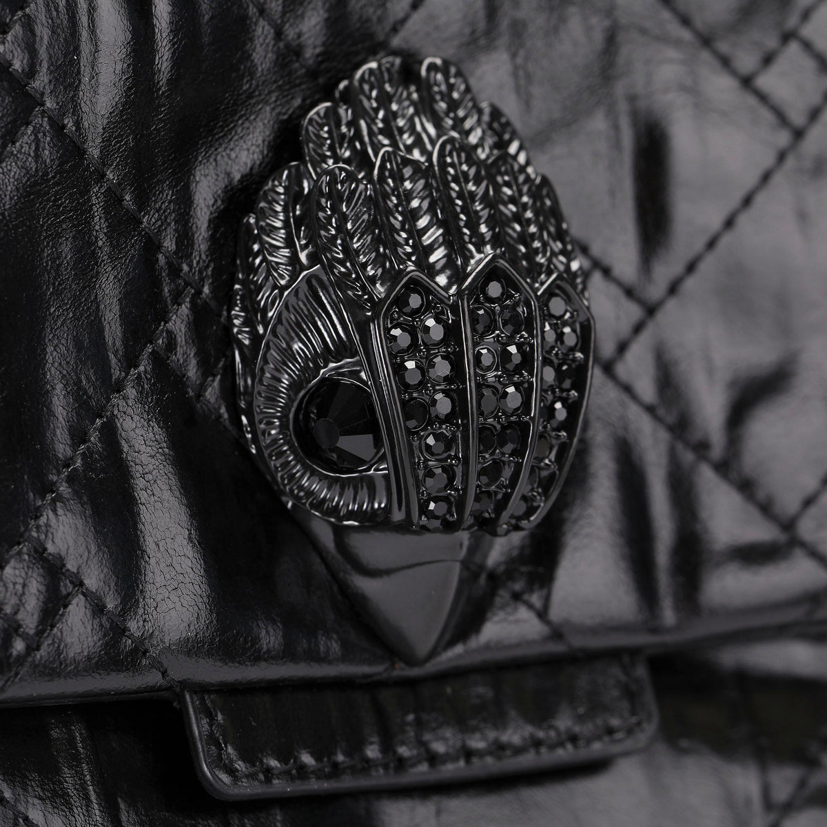 XL Celia Shoulder Bag in Black Crinkled Leather
