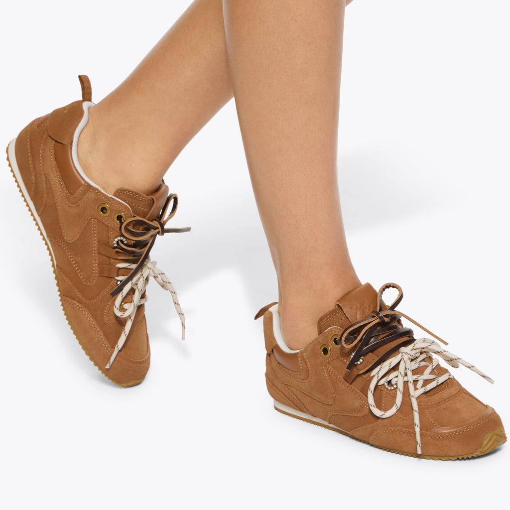 Kurt Slim Runner Sneakers in Tan Suede